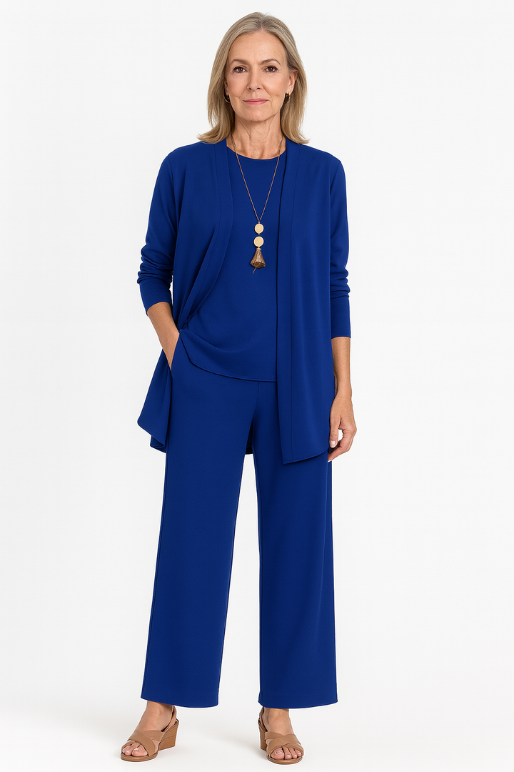 Celia | Co-ord Set with Open Cardigan and Wide Leg Trousers