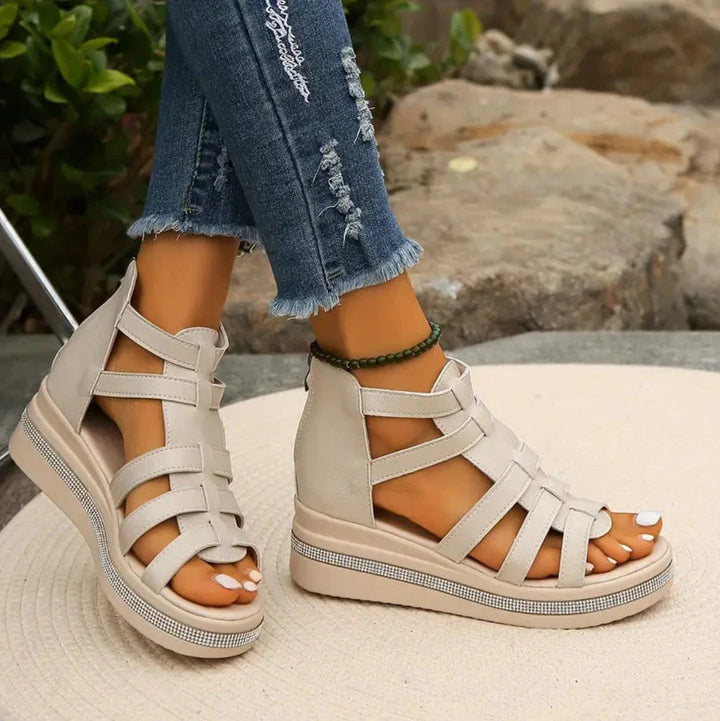 Chloe | Orthopedic Wedge Sandal with Gladiator Strap