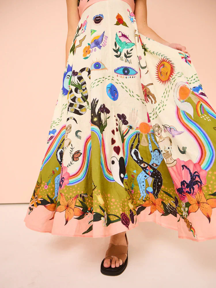 Aurelia | Maxi Summer Dress with Boho Print and Square Neck