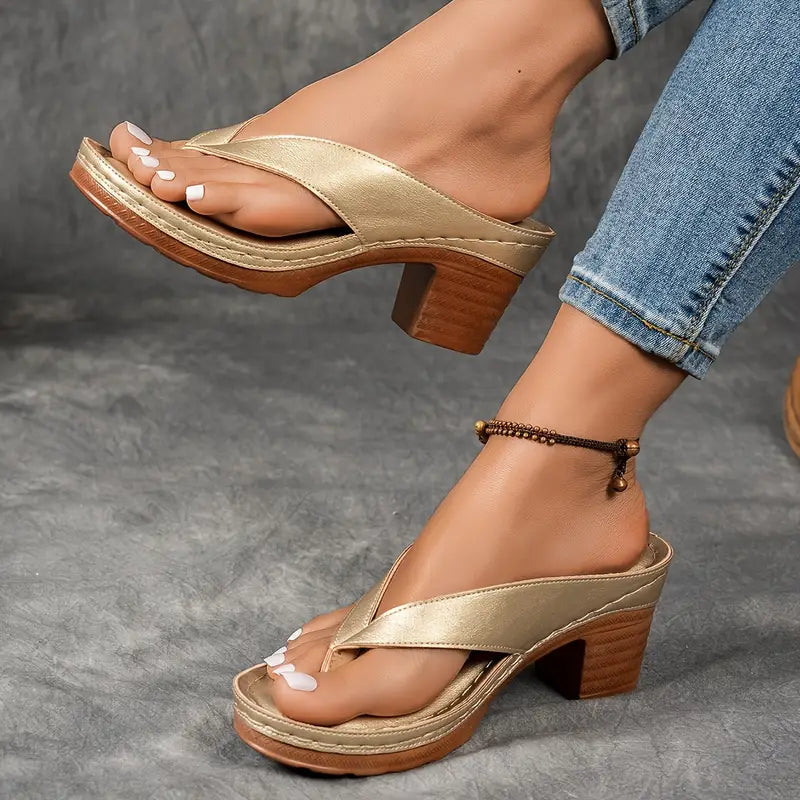 Abigail | Orthopedic Block Heel Sandal with Thong Strap