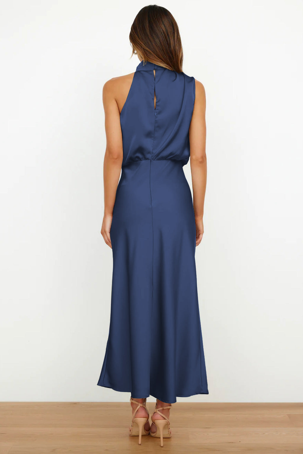 Diane | Maxi Halter Neck Dress with Cowl Drape