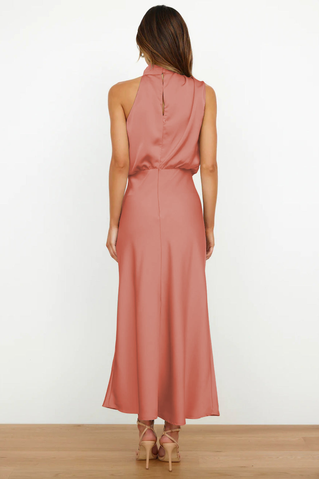 Diane | Maxi Halter Neck Dress with Cowl Drape