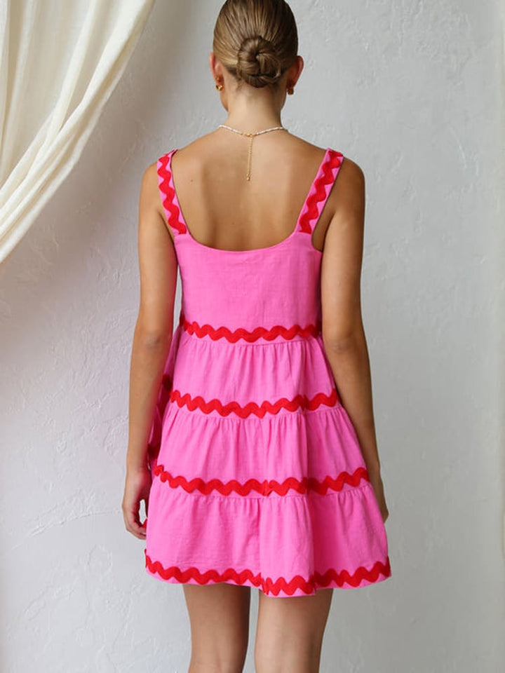 India | Summer Mini Dress Tiered Square Neck