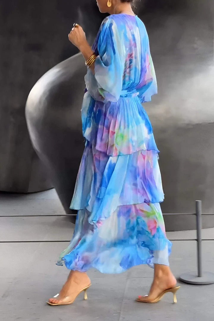 Polly | Cocktail Maxi Dress Layered Multicolour