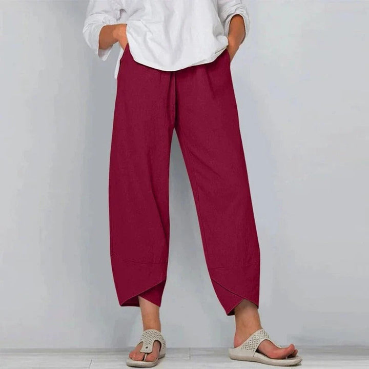 Sia | Tapered Trousers with Elasticated Waist and Cropped Hem