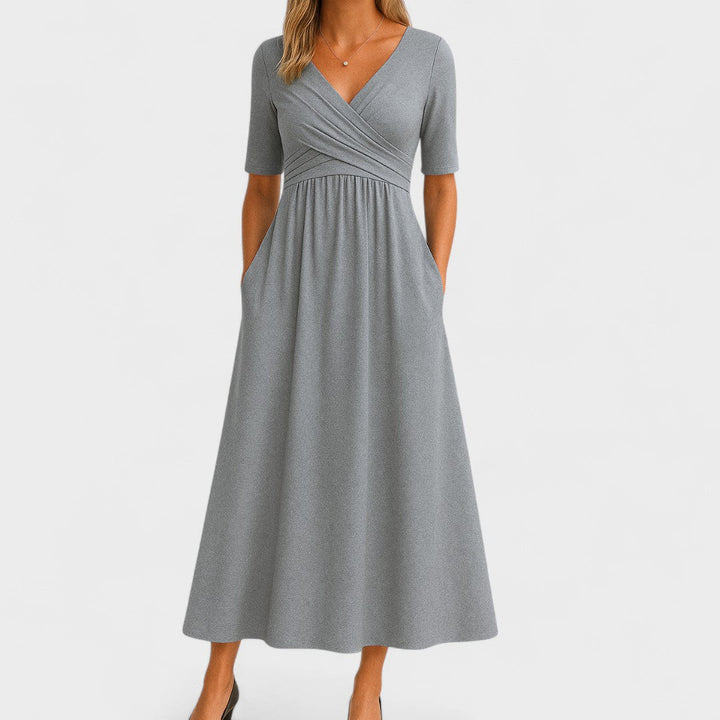 Jessica | Midi Summer Dress with V-Neck Wrap