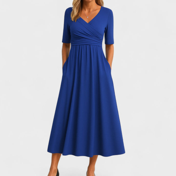 Jessica | Midi Summer Dress with V-Neck Wrap
