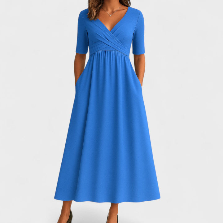 Jessica | Midi Summer Dress with V-Neck Wrap
