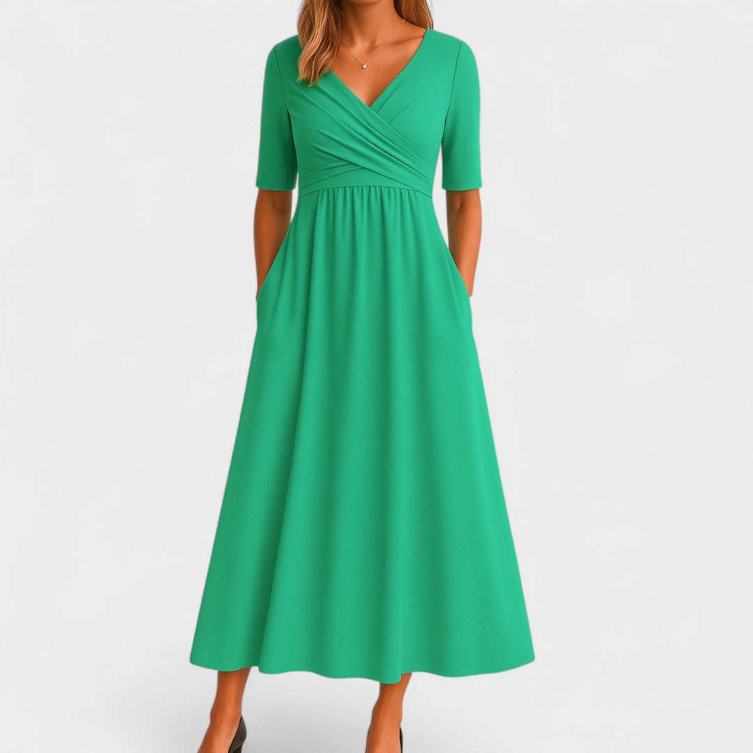Jessica | Midi Summer Dress with V-Neck Wrap