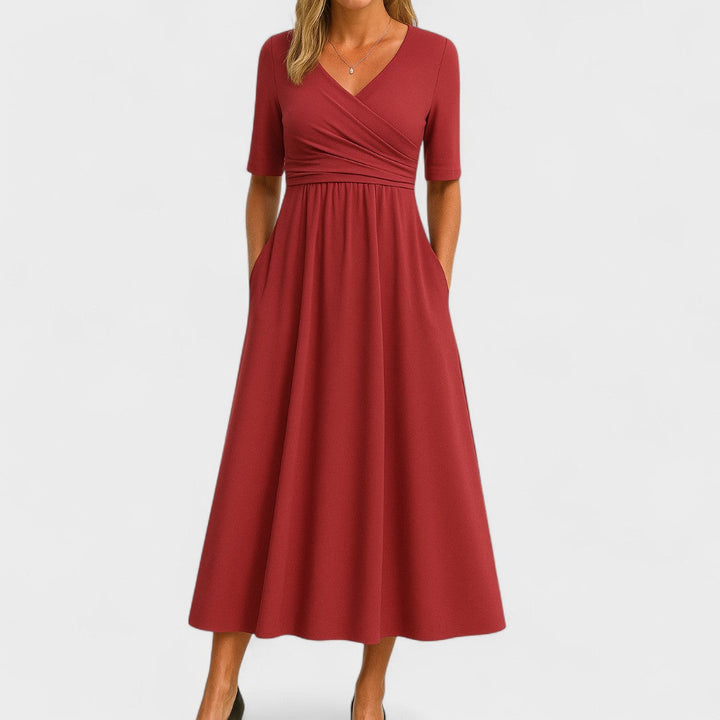 Jessica | Midi Summer Dress with V-Neck Wrap