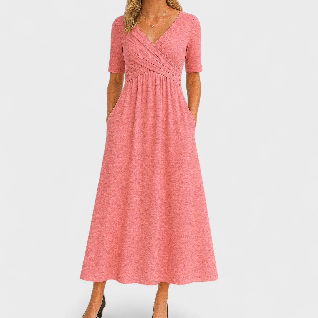 Jessica | Midi Summer Dress with V-Neck Wrap