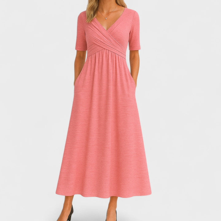 Jessica | Midi Summer Dress with V-Neck Wrap