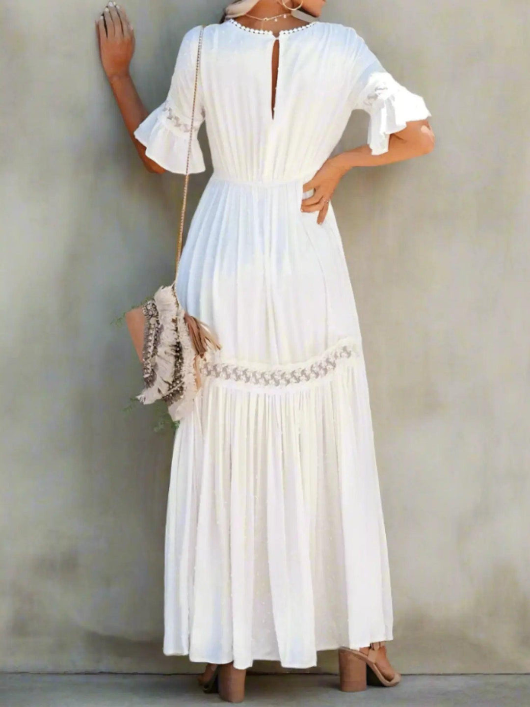 Grace | Maxi Wedding Guest Dress with V-Neck and Tiered Skirt