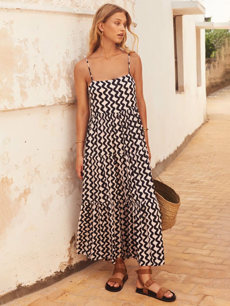Lola | Summer Midi Dress Geometric Print