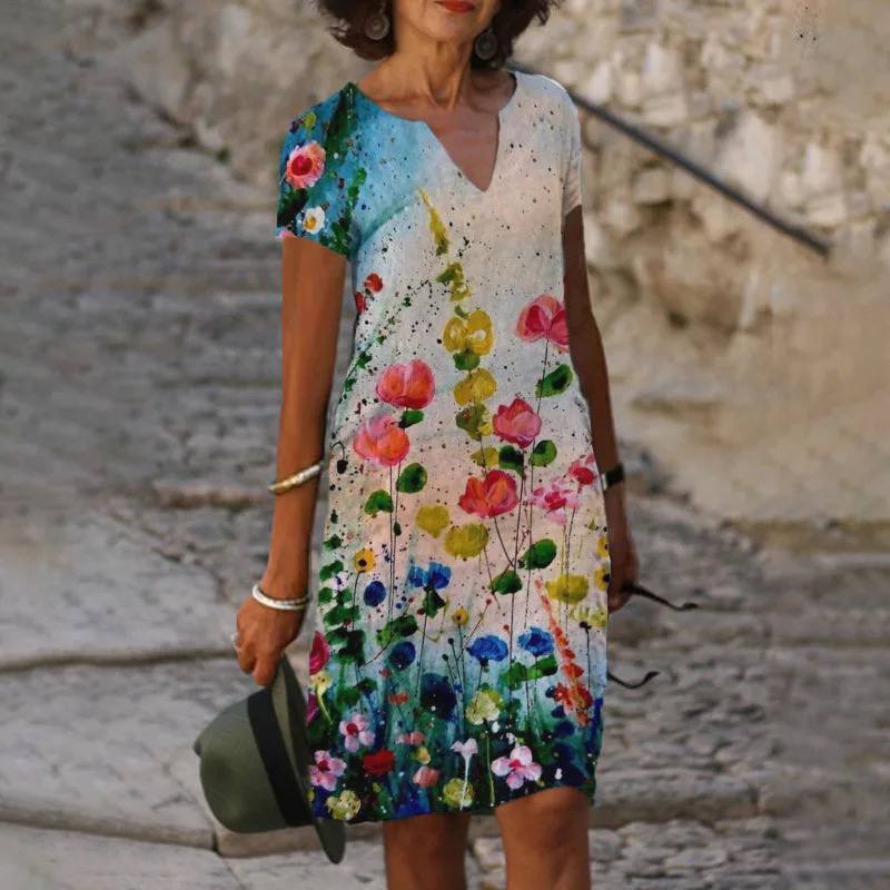 Hannah | Mini Summer Dress with Floral Print and V-Neck