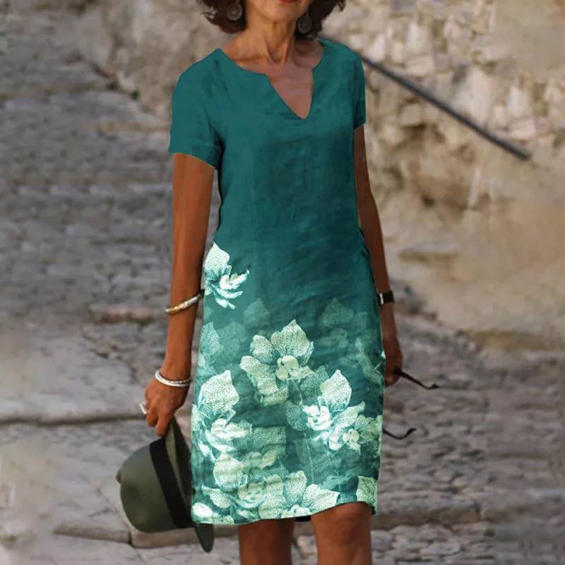 Hannah | Mini Summer Dress with Floral Print and V-Neck