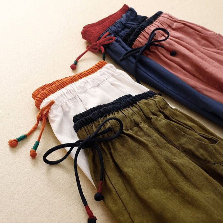 Cora | Tapered Trousers with Elastic Waist and Tie Detail