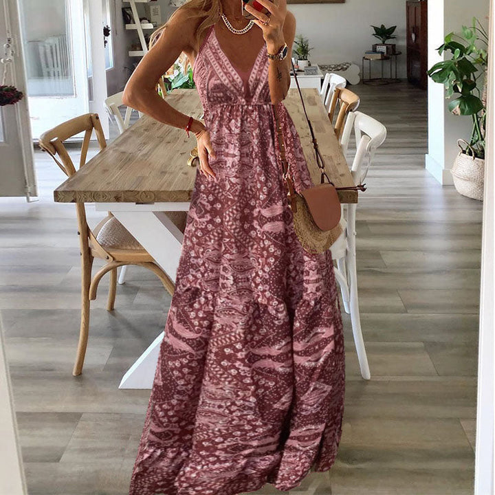 Alice | Maxi Summer Dress with Boho Print and V-Neck