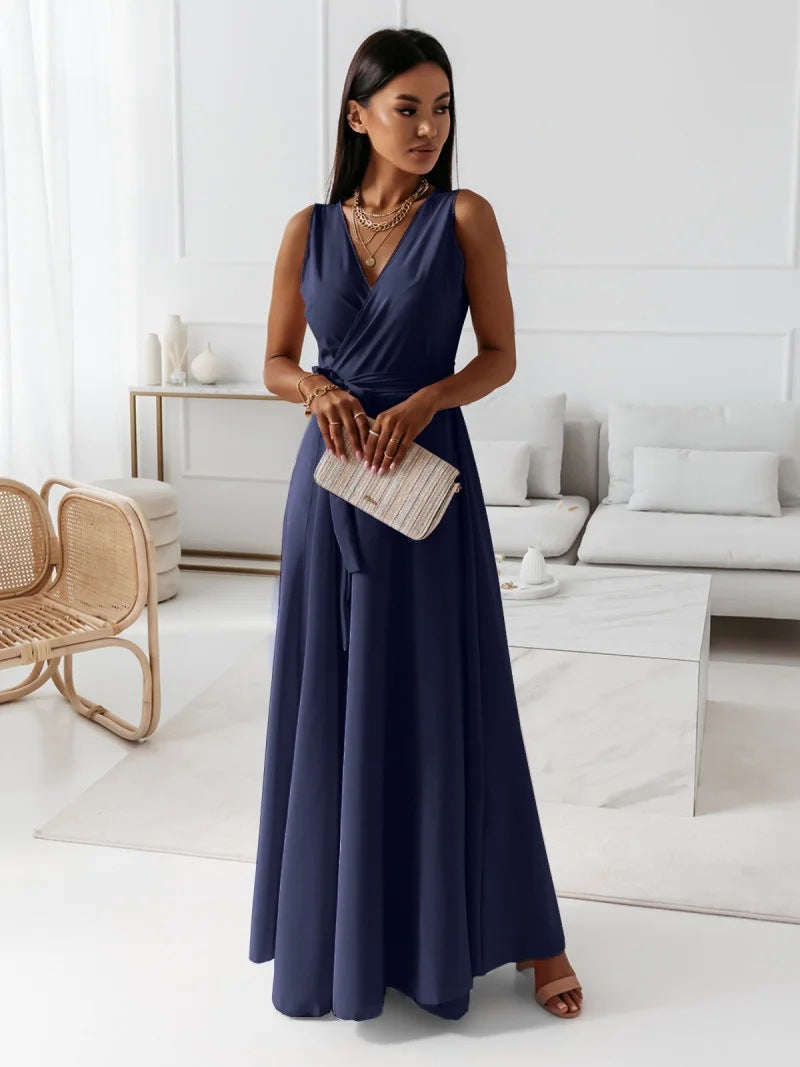 Gabrielle | Maxi Wedding Guest Dress with V-Neck Wrap