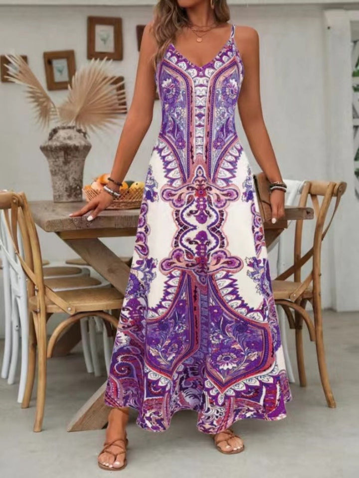 Fiona | Boho Floral Maxi Dress Paisley V-Neck