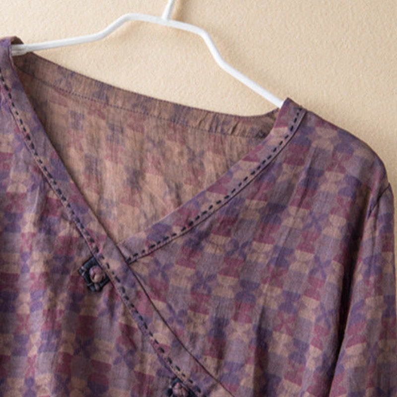 Thea | Paisley Print Blouse with V Neckline and Long Sleeves