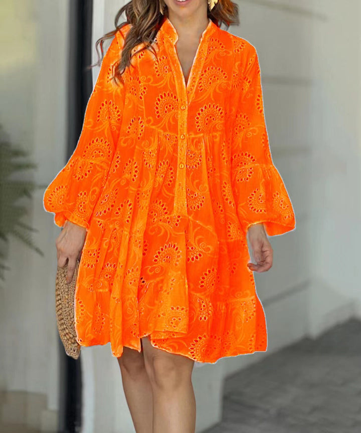 Fawna | Mini Summer Dress with V-Neck and Embroidered Detail