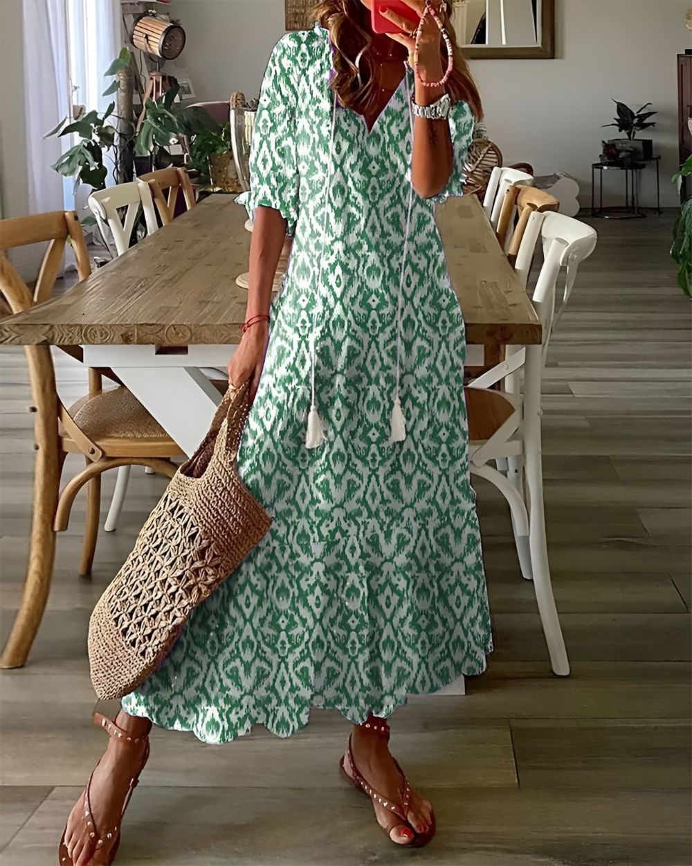 Fiona | Maxi Summer Dress with Boho Print