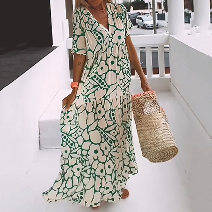 Jackie | Maxi Summer Dress with Boho Print and V-Neck