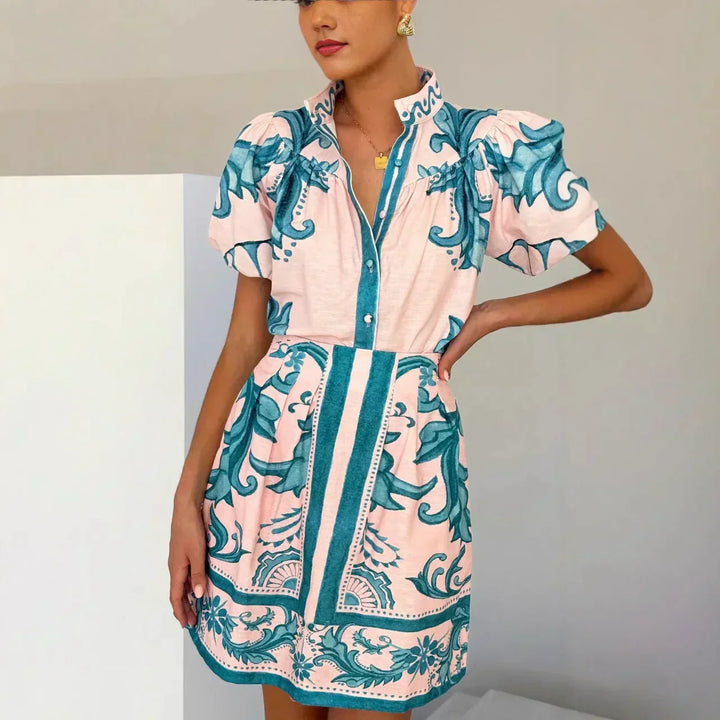 Isla | Floral Summer Mini Dress Puff Sleeve