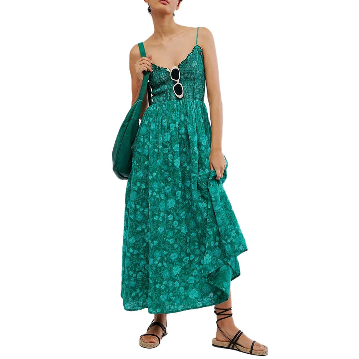 Marlowe | Maxi Summer Dress with Floral Print and Smocked Bodice