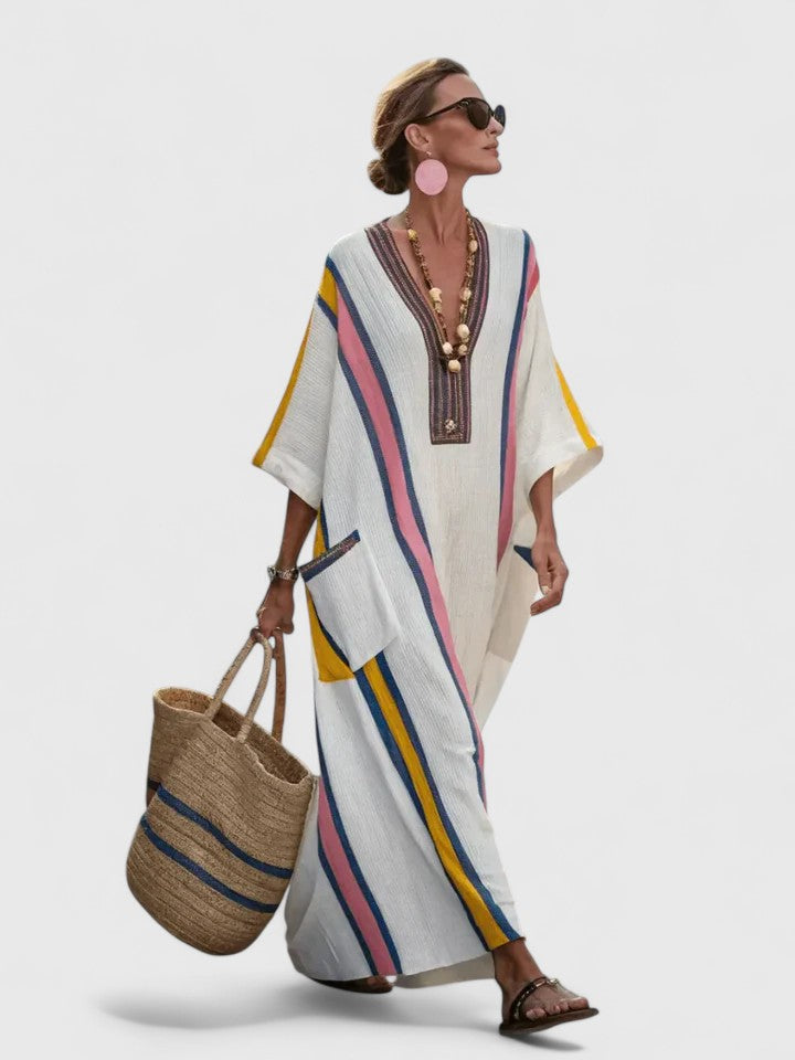 Saffron | Summer Maxi Dress Striped Kaftan