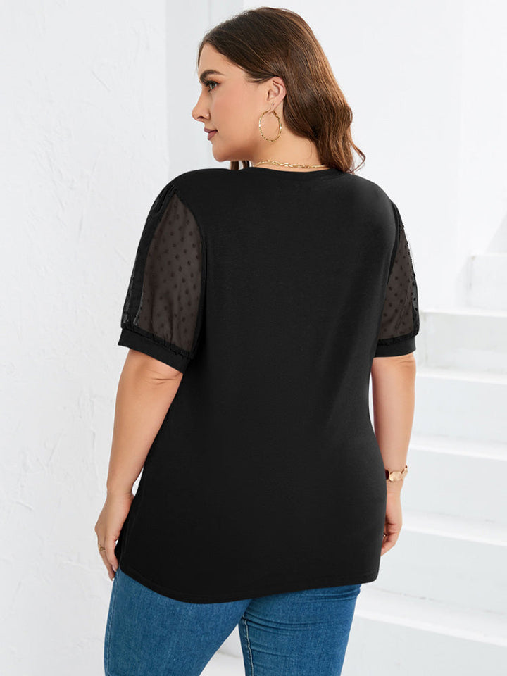 Ava | Puff Sleeve Top with V-Neck and Plain Finish