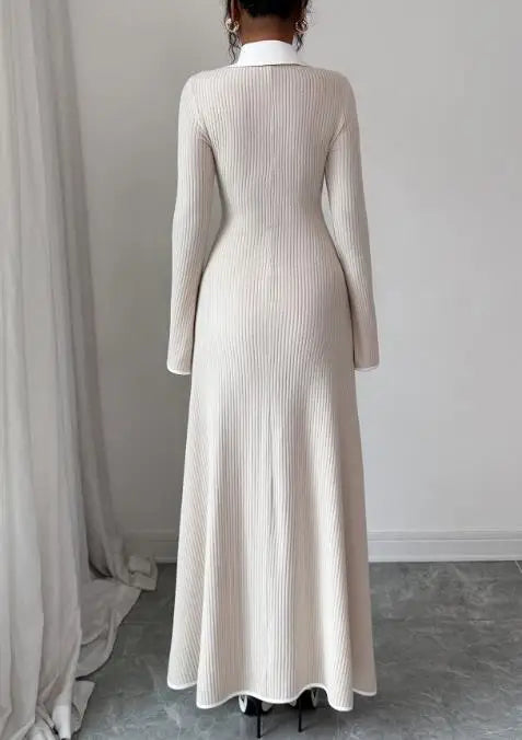 Margaret | Maxi Cardigan Dress with Collared Neck and Long Sleeves