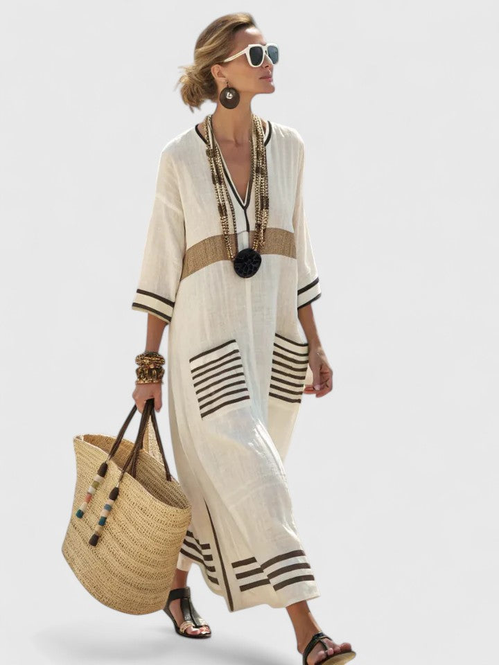 Saffron | Summer Maxi Dress Striped Kaftan