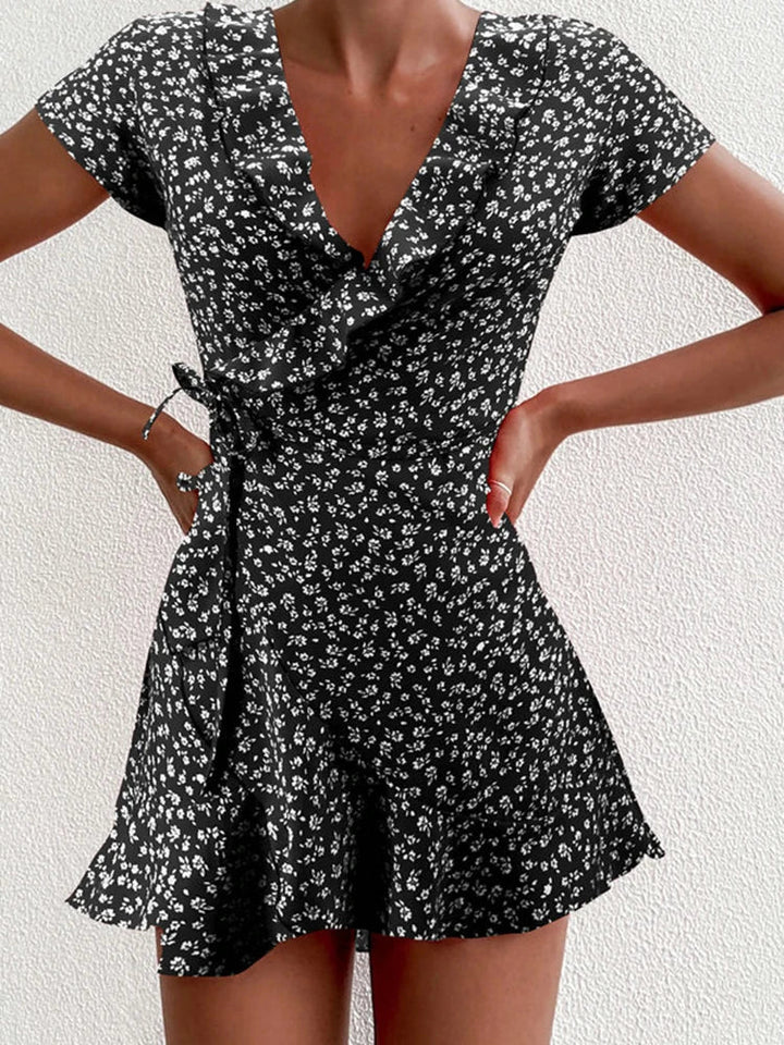 Chloe | Mini Summer Dress with Floral Print and Wrap Front