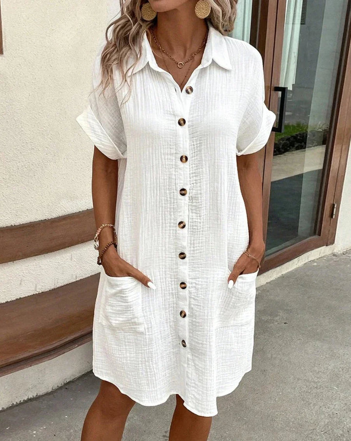 Serenity | Mini Shirt Dress with Button Front and Pockets