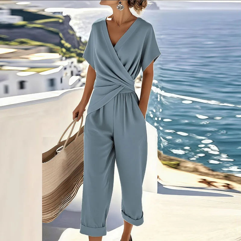 Nina | Matching Set with Wrap Top and Cropped Pants