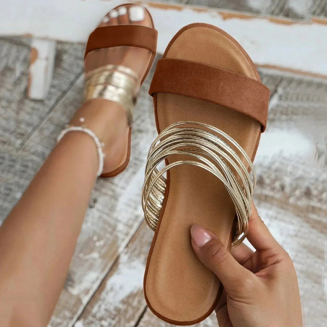 Alma | Orthopedic Slide Sandal with Multi Strap Front