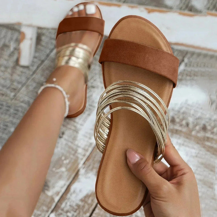 Alma | Orthopedic Slide Sandal with Multi Strap Front