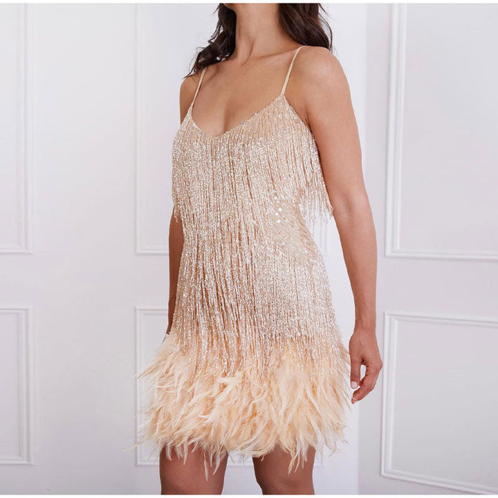 Lena | Mini Cocktail Dress with Sequins and Fringe