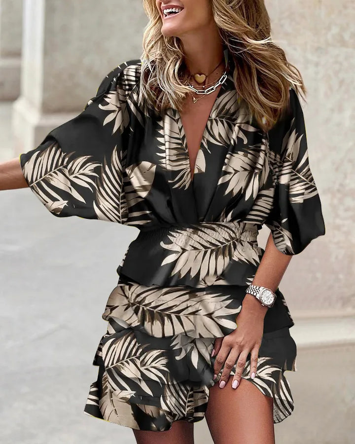 Mackenzie | Boho Mini Dress Ruffled Printed