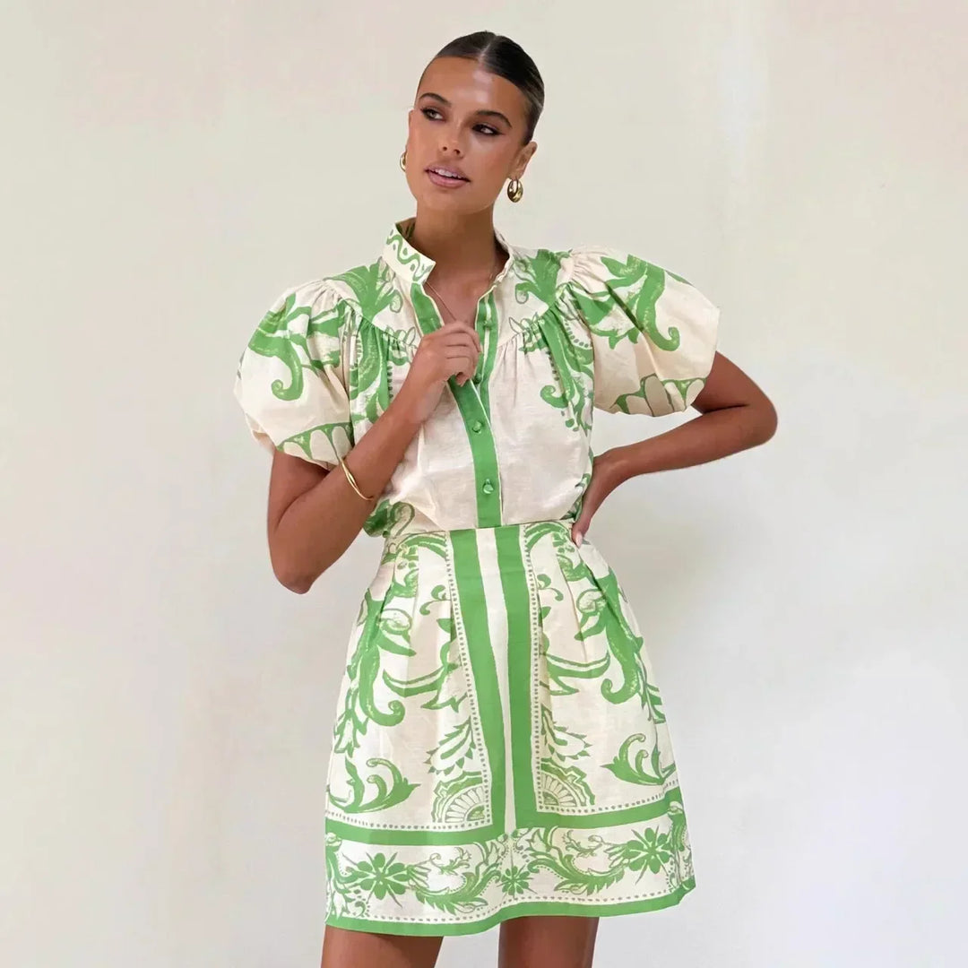 Isla | Floral Summer Mini Dress Puff Sleeve