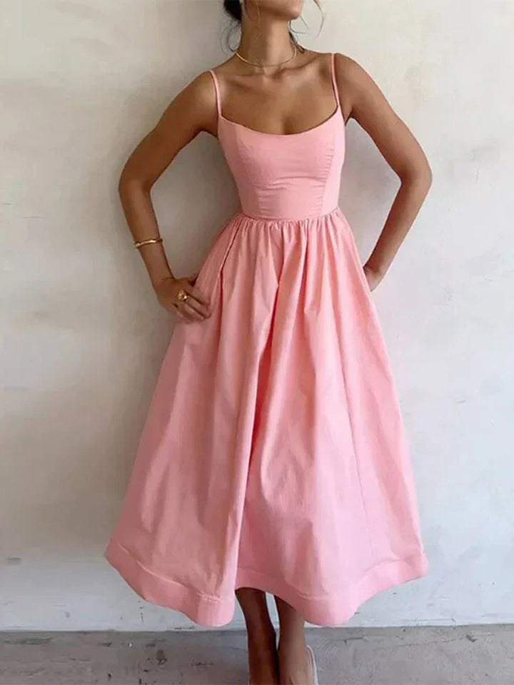 Jovie | Midi Summer Dress with Scoop Neck and A-Line Skirt