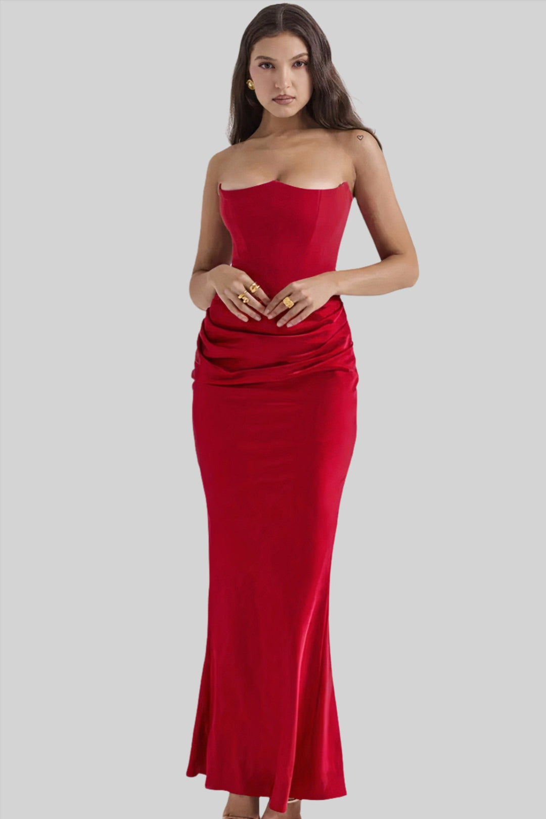 Vera | Maxi Wedding Guest Dress with Strapless Bodice and Draped Skirt