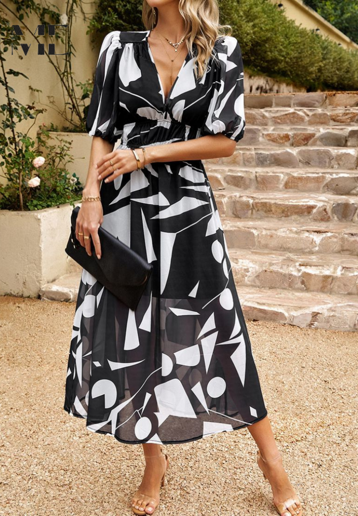 Ruby | Maxi Summer Dress with Floral Print and Belted Waist