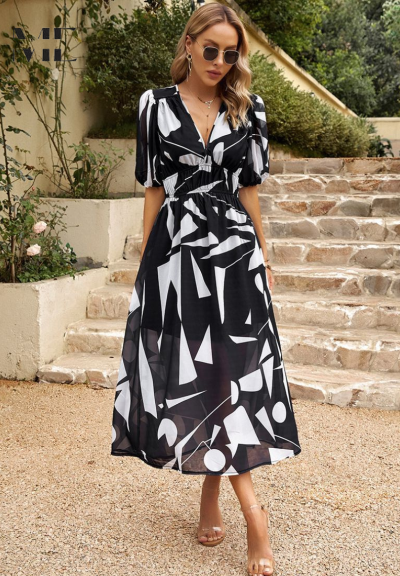 Ruby | Maxi Summer Dress with Floral Print and Belted Waist