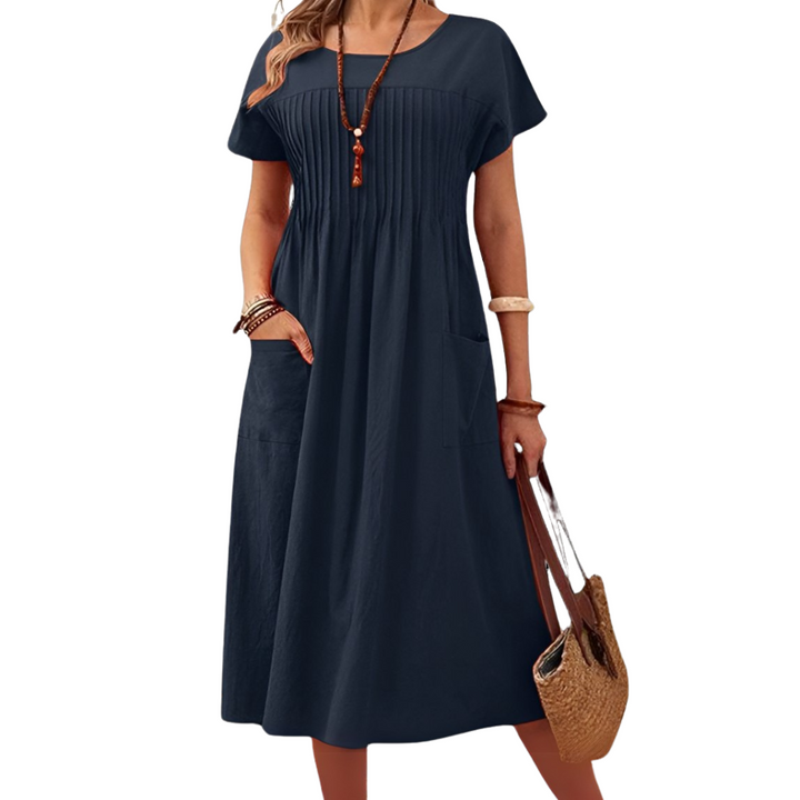 Alice | Midi Summer Dress with Round Neck and Pockets