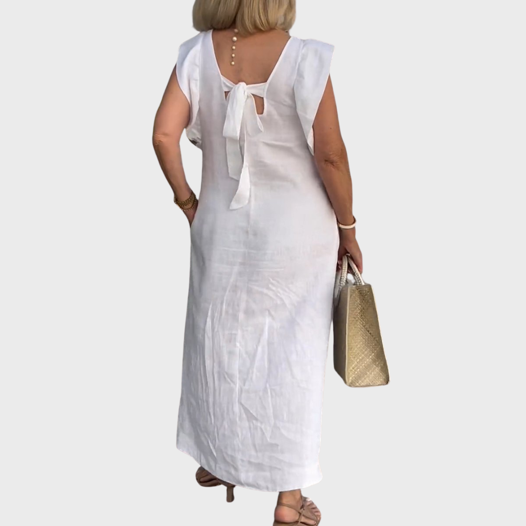 Jenny | Summer Midi Dress V-Neck Cap Sleeve