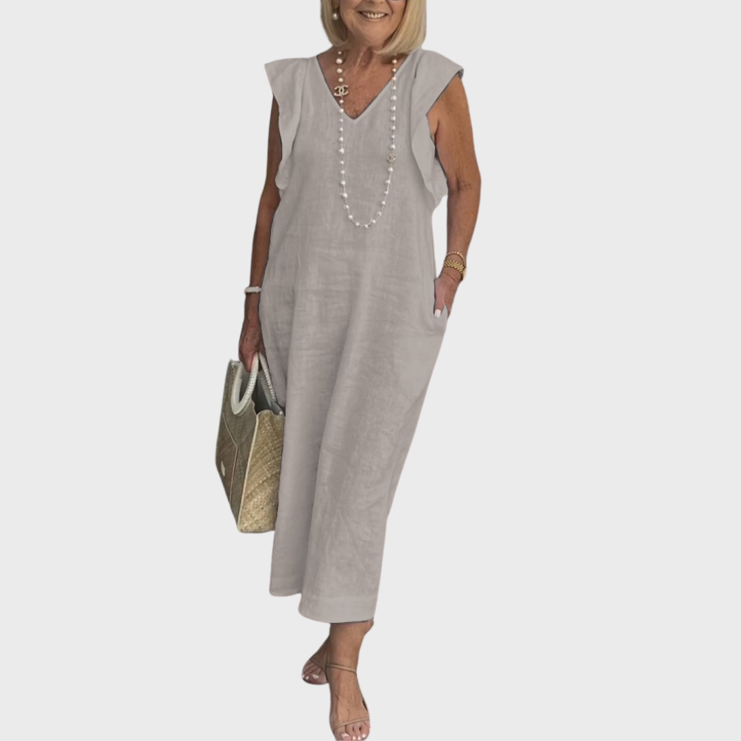 Jenny | Summer Midi Dress V-Neck Cap Sleeve