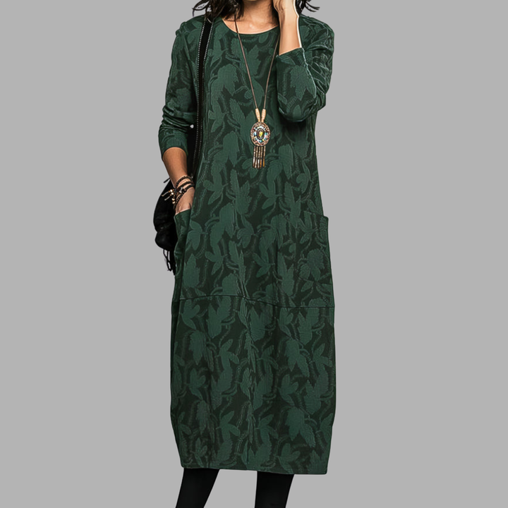 Iris | Midi Summer Dress with Long Sleeves and Pockets